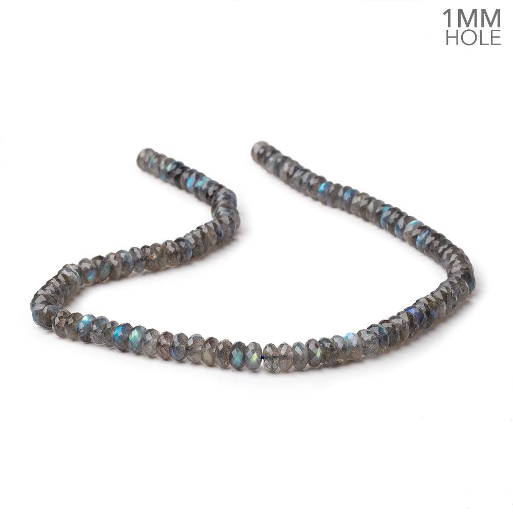 8mm Labradorite Faceted Rondelle Beads 16 inch 105 pieces 1mm Large Hole - Beadsofcambay.com