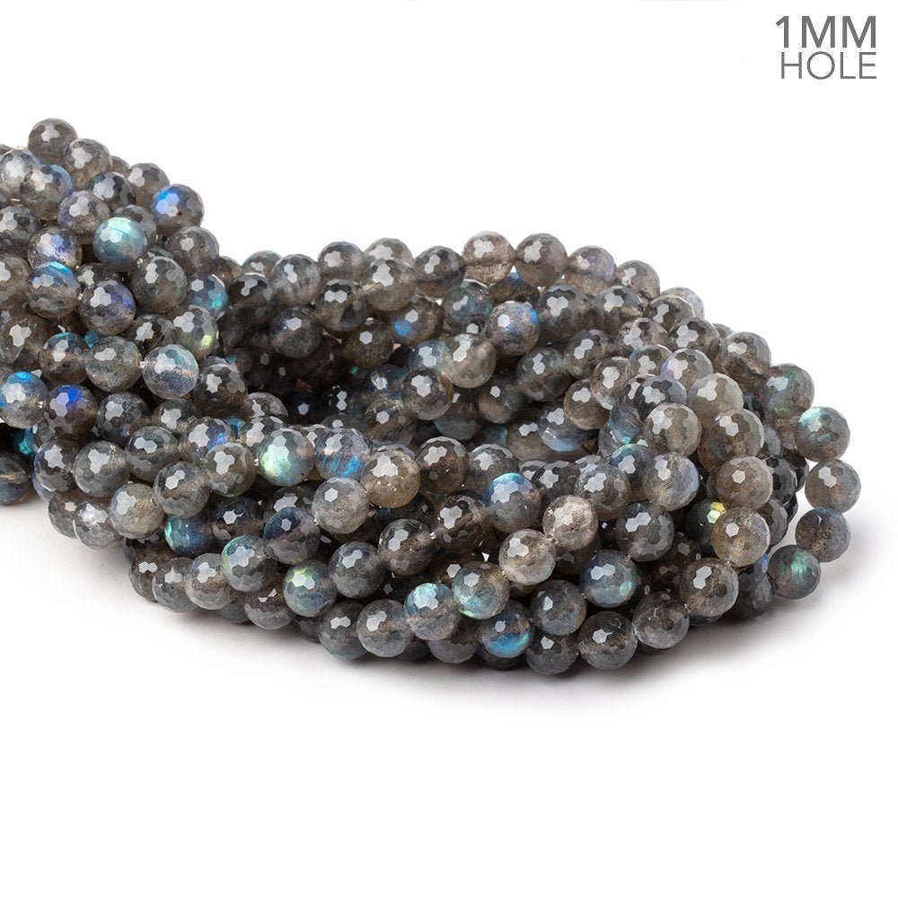 8mm Labradorite Faceted Round Beads 15 inch 48 pieces 1mm Large Hole - Beadsofcambay.com