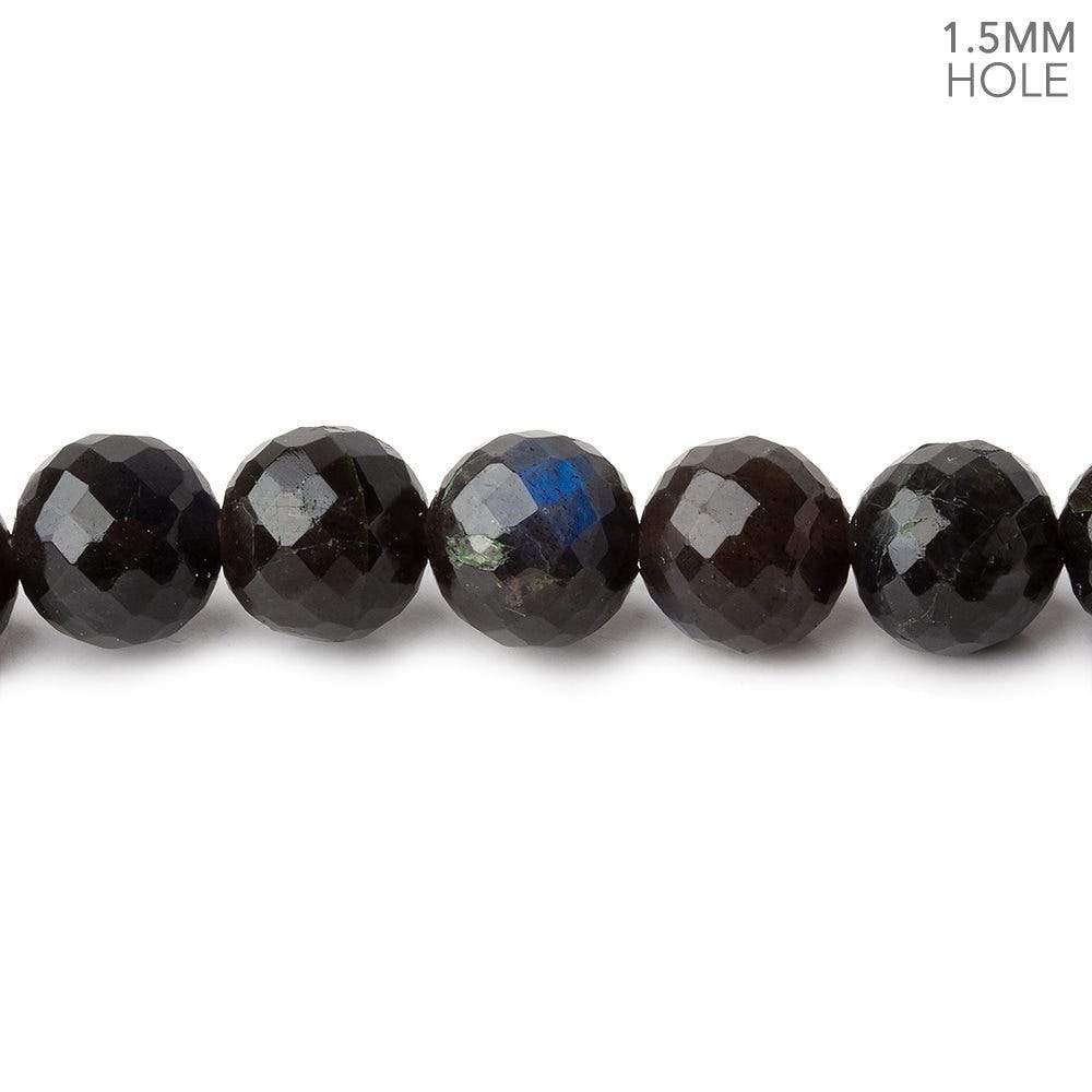8mm Labradorite faceted rounds 18 inch 61 large hole beads A - Beadsofcambay.com