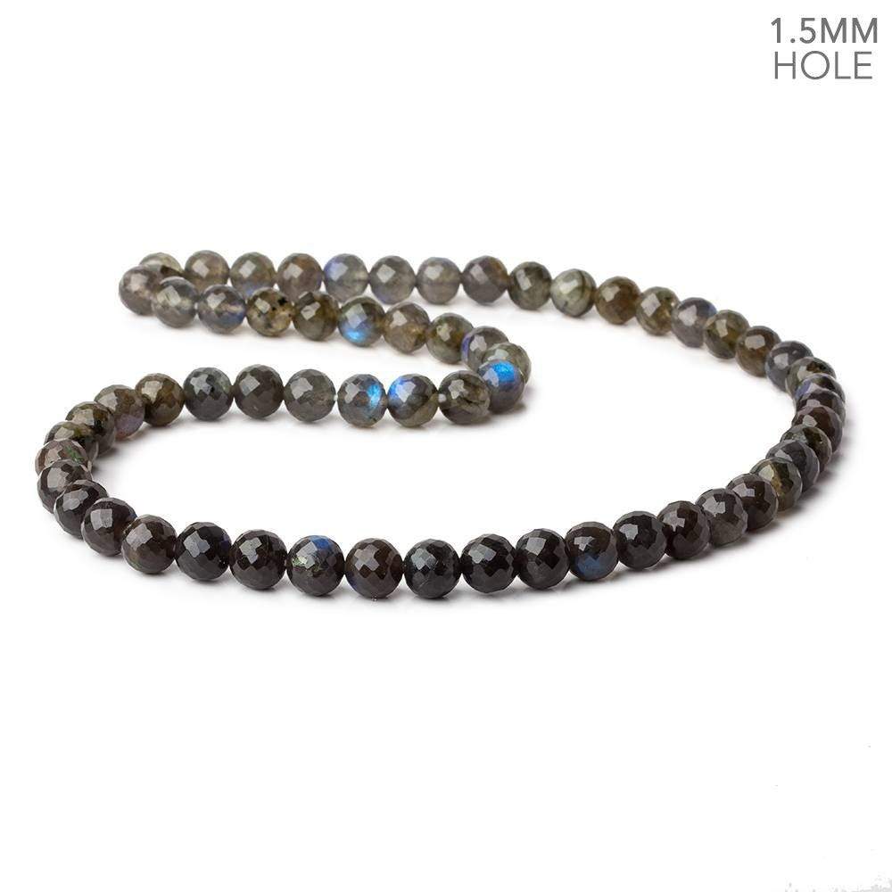 8mm Labradorite faceted rounds 18 inch 61 large hole beads A - Beadsofcambay.com