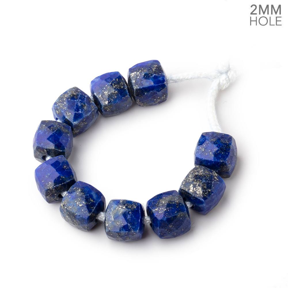 8mm Lapis Lazuli 2mm Large Hole Faceted Cube Beads Set of 10 pieces - Beadsofcambay.com