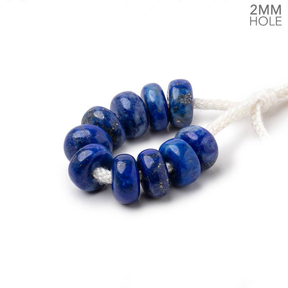 8mm Lapis Lazuli 2mm Large Hole Plain Rondelle Set of 10 - Beadsofcambay.com