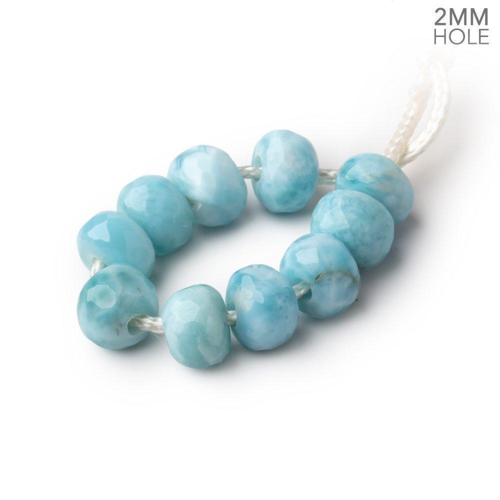 8mm Larimar 2mm Large Hole Faceted Rondelle Bead Set of 10 - Beadsofcambay.com