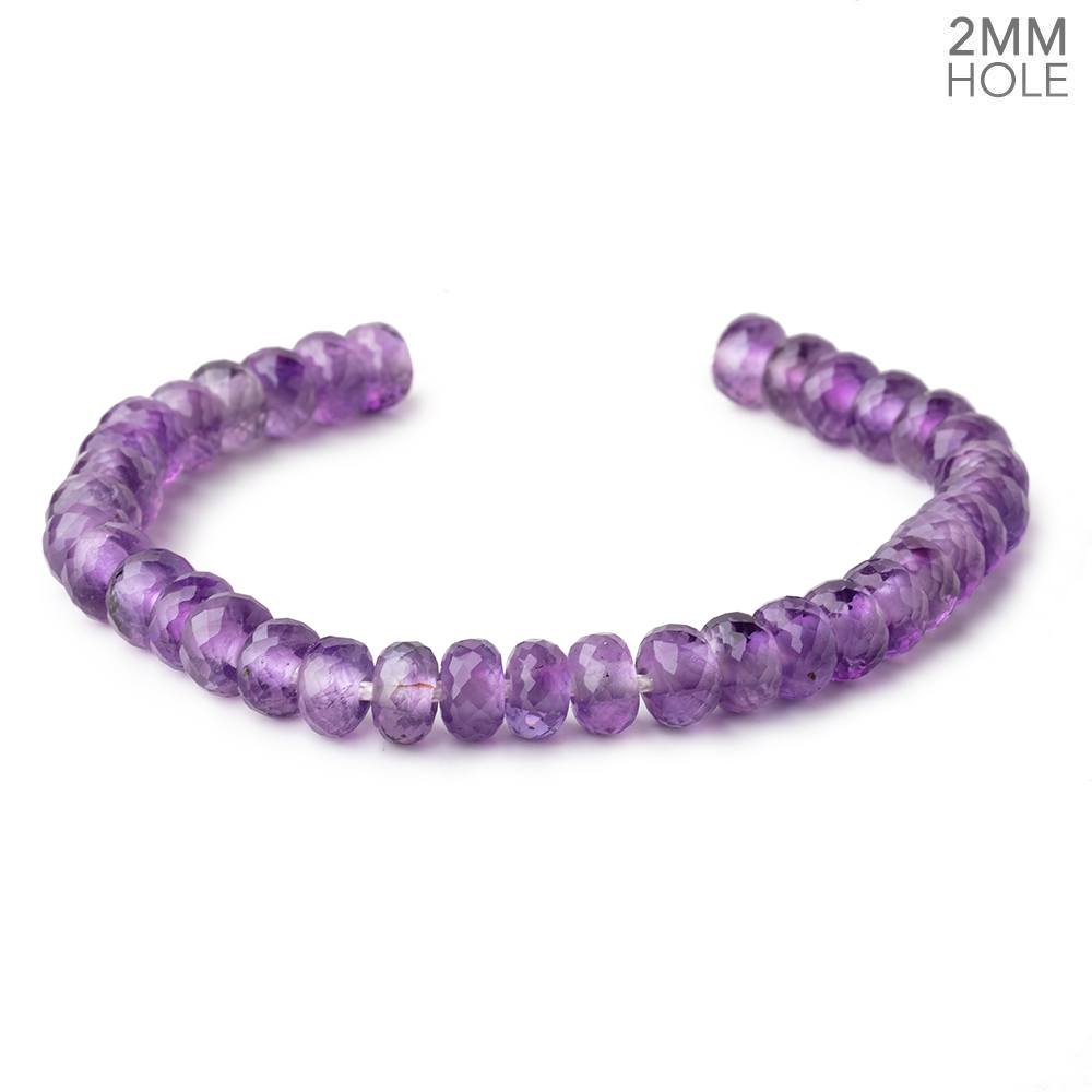 8mm Light Amethyst 2mm Large Hole Faceted Rondelles 8 inch 36 Beads - Beadsofcambay.com