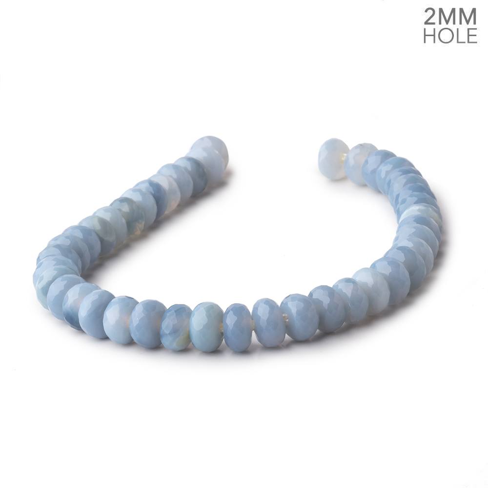 8mm Light Blue Owyhee Denim Opal 2mm Large Hole Faceted Rondelles 8 inch 39 beads - Beadsofcambay.com