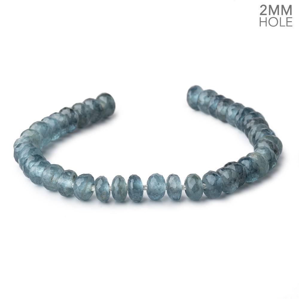 8mm Light Moss Aquamarine 2mm Large Hole Faceted Rondelle Beads 8 inch 36 pieces AAA - Beadsofcambay.com