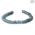 8mm Light Moss Aquamarine 2mm Large Hole Faceted Rondelle Beads 8 inch 36 pieces AAA - Beadsofcambay.com