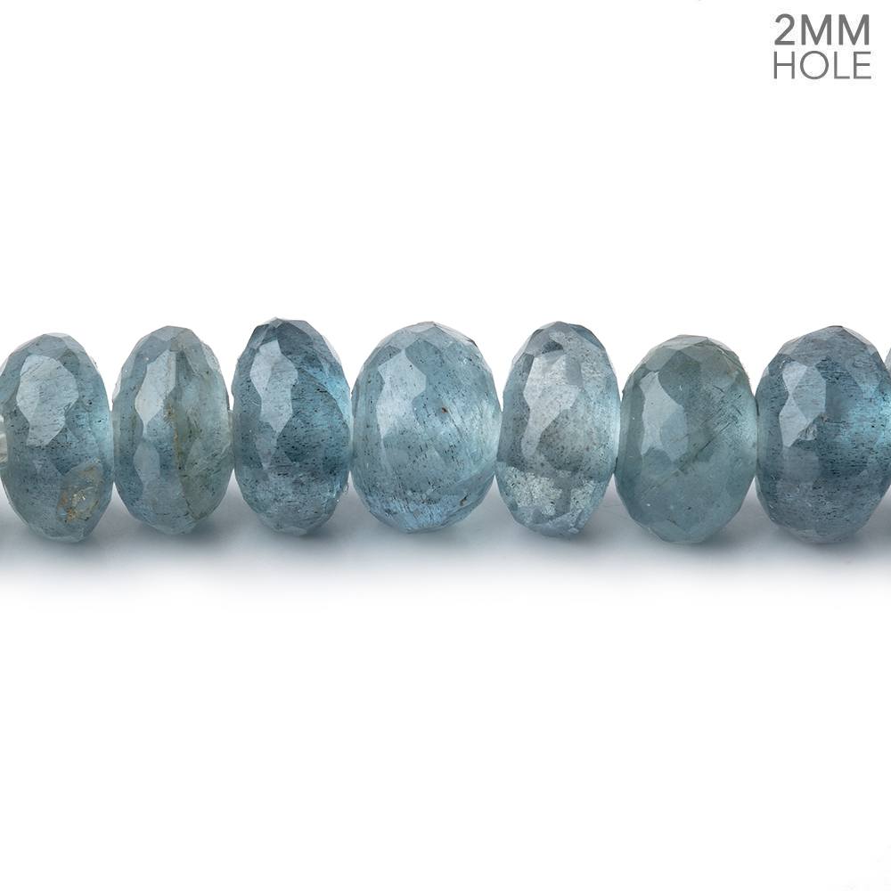 8mm Light Moss Aquamarine 2mm Large Hole Faceted Rondelle Beads 8 inch 36 pieces AAA - Beadsofcambay.com