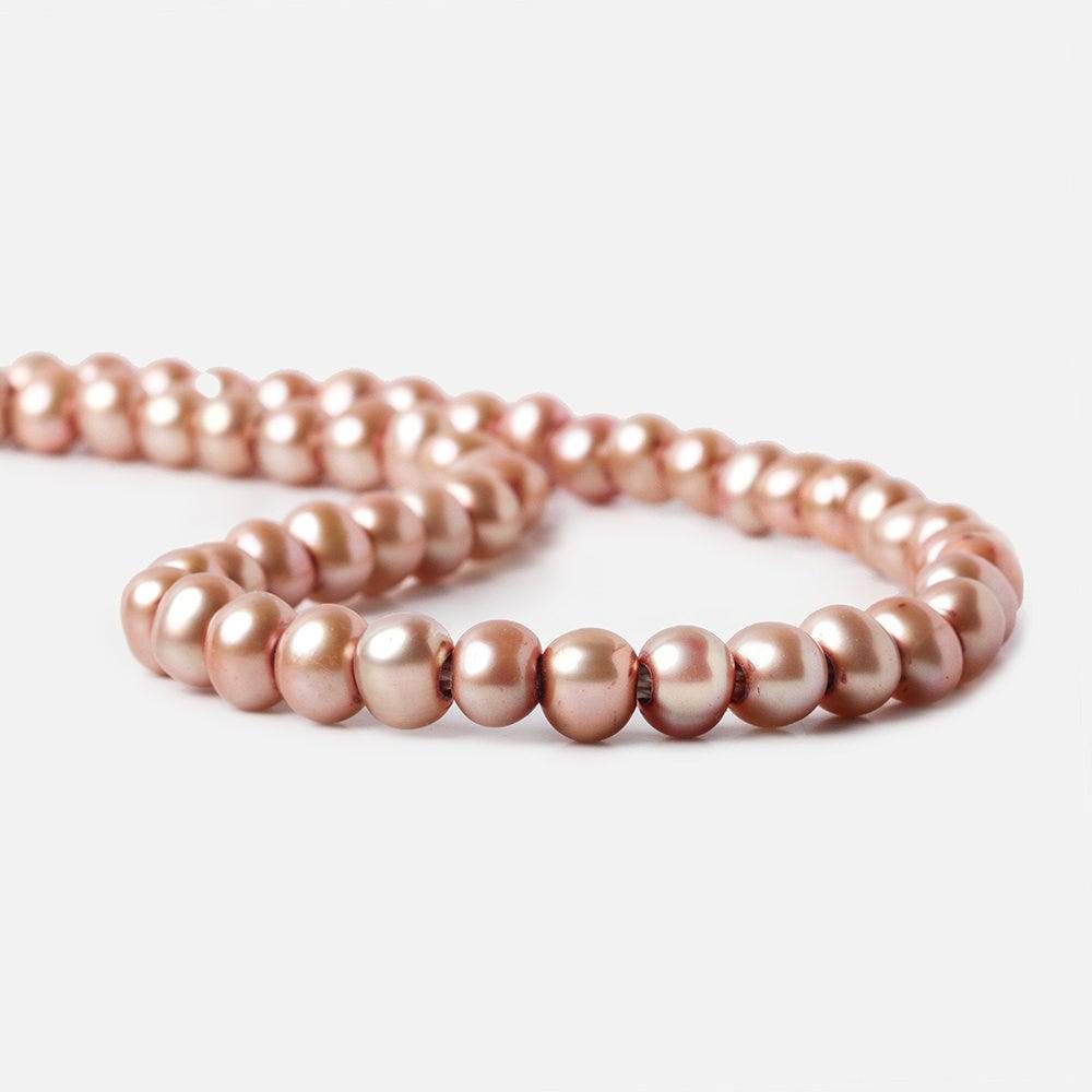 8mm Light Salmon Large Hole Off Round Freshwater Pearls 15 inches 64 pieces - Beadsofcambay.com