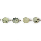 8mm Matte Dendritic Prehnite plain coin Silver plated Chain by the foot - Beadsofcambay.com