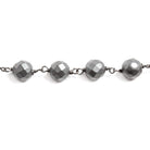 8mm Matte Hematite faceted round Black Gold Plated Chain by the foot 23 pcs - Beadsofcambay.com