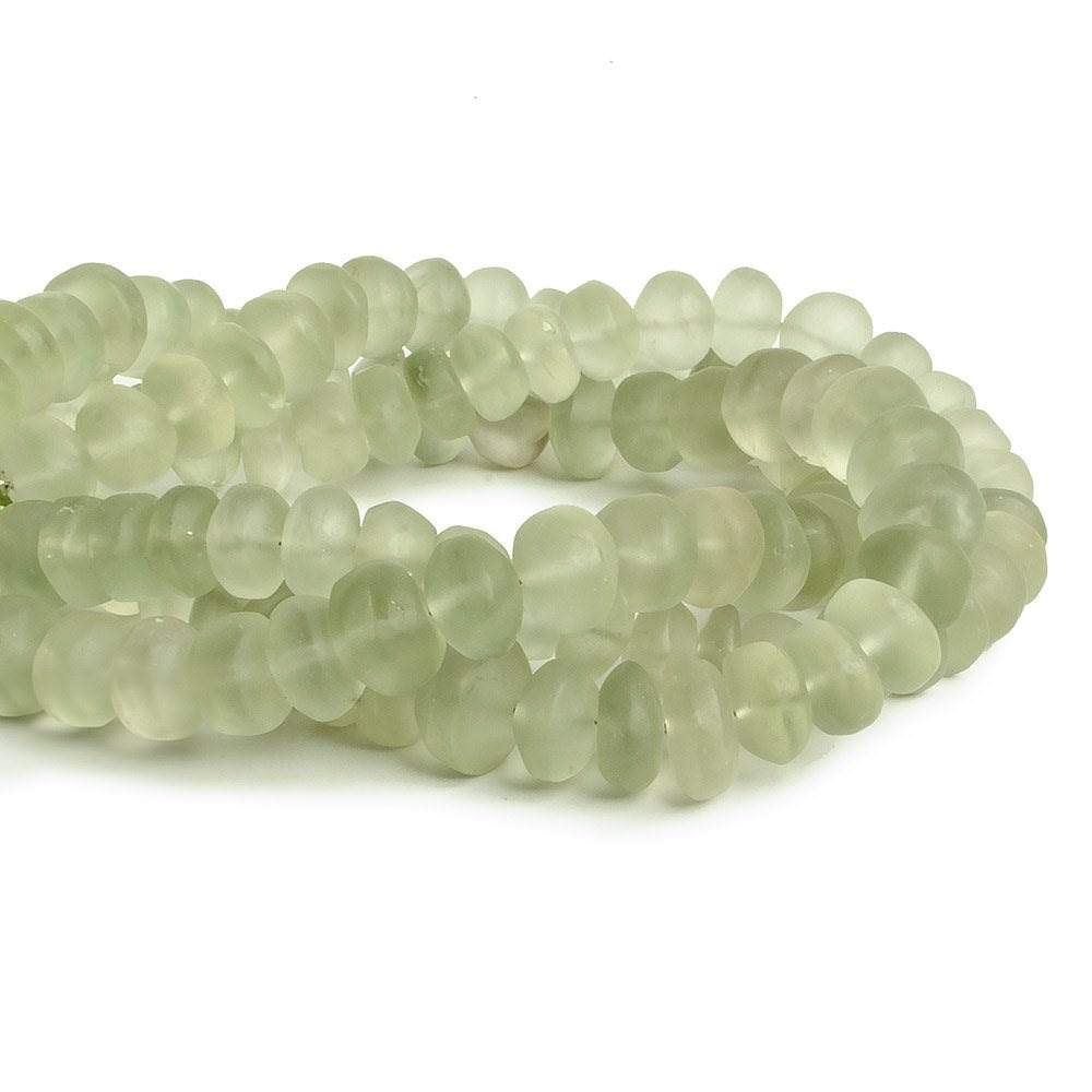 8mm Matte Prasiolite plain rondelle beads 7.5 inch 35 pieces - Beadsofcambay.com