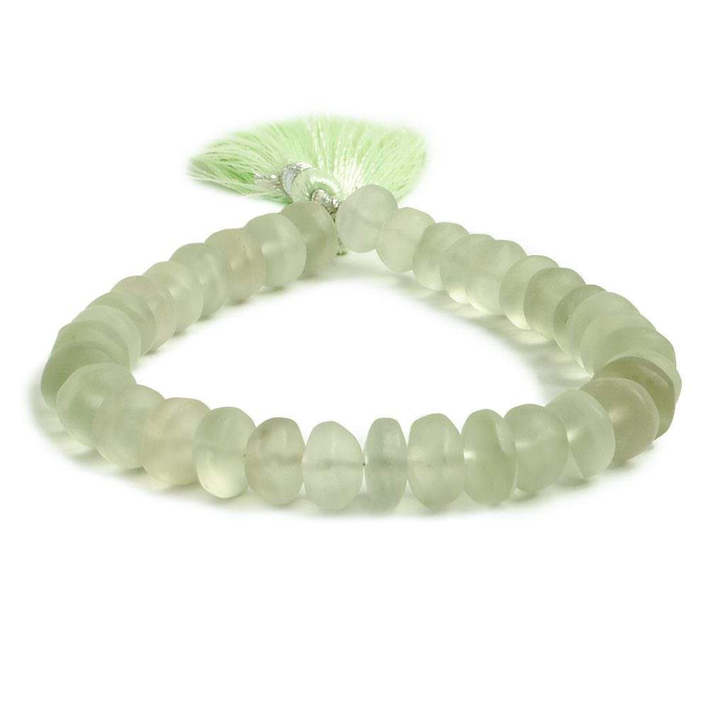 8mm Matte Prasiolite plain rondelle beads 7.5 inch 35 pieces - Beadsofcambay.com