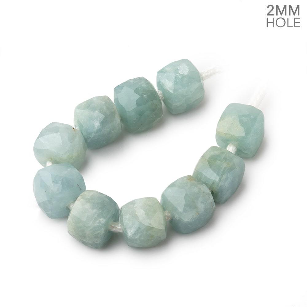 8mm Milky Aquamarine 2mm Large Hole Faceted Cube Beads Set of 10 - Beadsofcambay.com