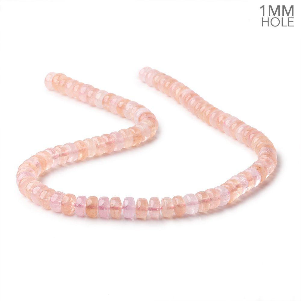 8mm Morganite Plain Rondelle Beads 16 inch 86 pieces AA 1mm hole - Beadsofcambay.com
