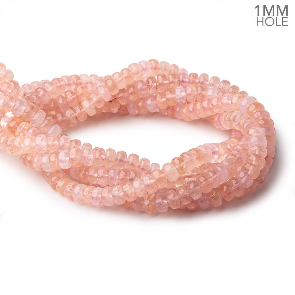 8mm Morganite Plain Rondelle Beads 16 inch 86 pieces AA 1mm hole - Beadsofcambay.com
