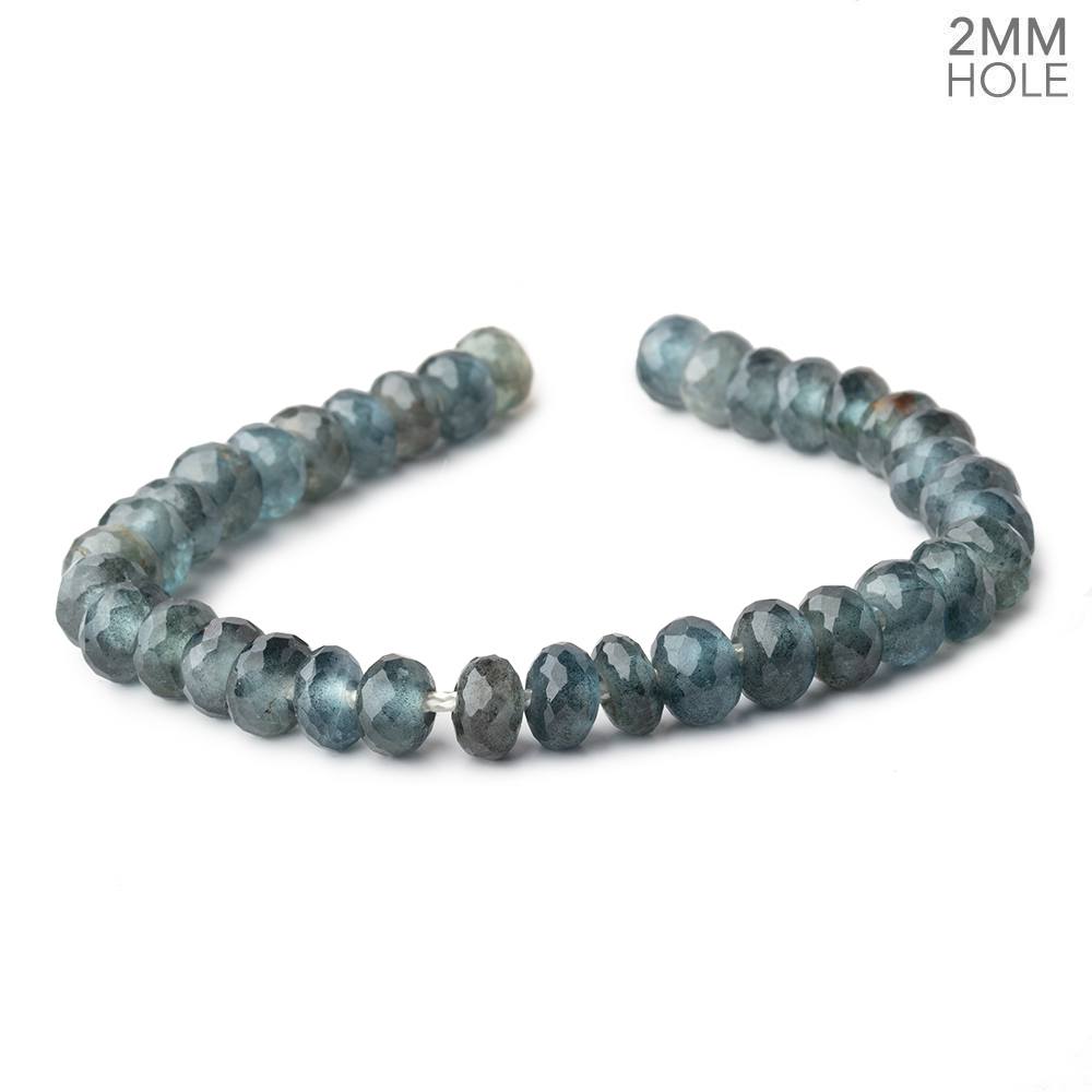 8mm Moss Aquamarine 2mm Large Hole Faceted Rondelles 8 inch 36 Beads AAA - Beadsofcambay.com