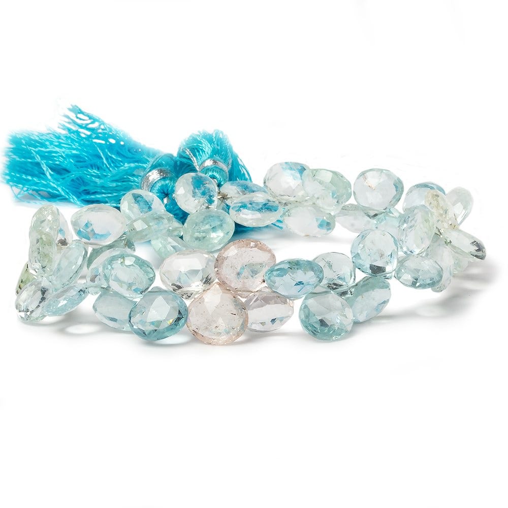 8mm Multi Beryl Faceted Heart Beads 8 inch 50 pieces - Beadsofcambay.com