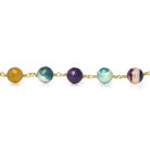 8mm Multi Color Festive Agate faceted round Gold Chain by the foot 21 beads - Beadsofcambay.com