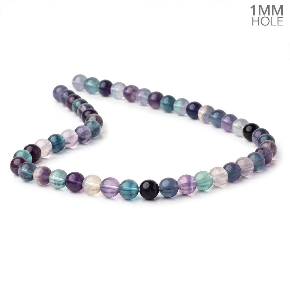 8mm Multi Color Fluorite Plain Round Beads 15.5 inch 48 pieces AA 1mm hole - Beadsofcambay.com