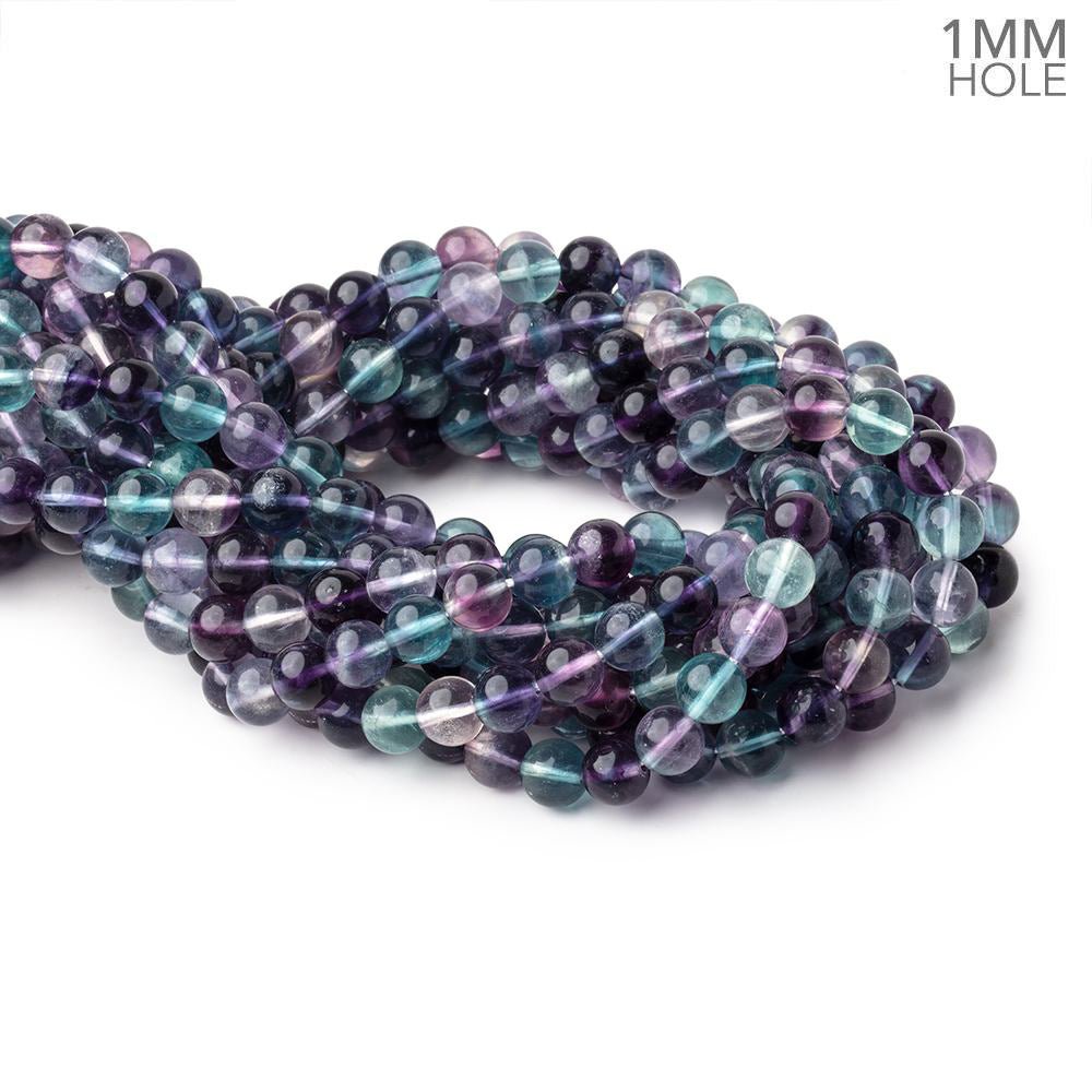 8mm Multi Color Fluorite Plain Round Beads 15.5 inch 48 pieces AA 1mm hole - Beadsofcambay.com
