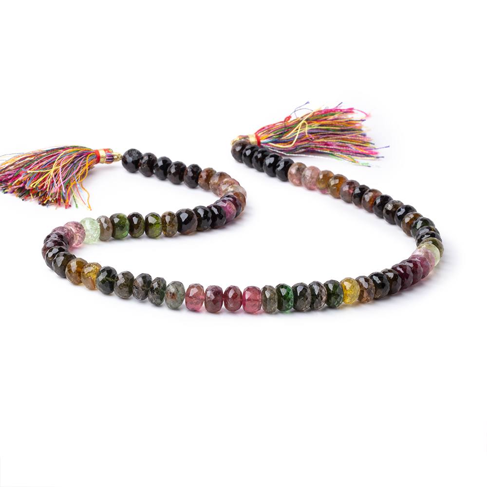 8mm Multi Color Tourmaline Faceted Rondelle Beads 15.25 inch 72 pieces AA - Beadsofcambay.com