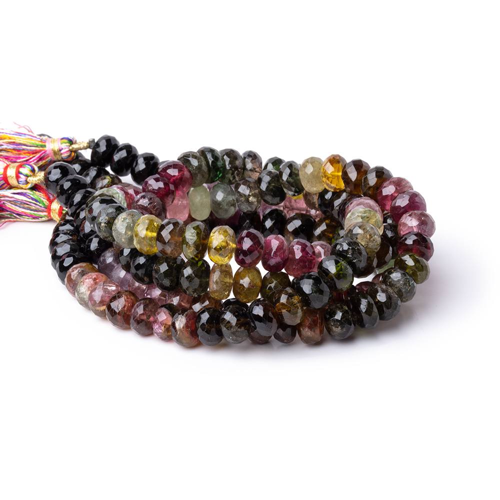 8mm Multi Color Tourmaline Faceted Rondelle Beads 15.25 inch 72 pieces AA - Beadsofcambay.com
