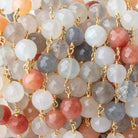8mm Multi Moonstone Faceted Rounds on Vermeil Chain by the Foot 22 Beads - Beadsofcambay.com