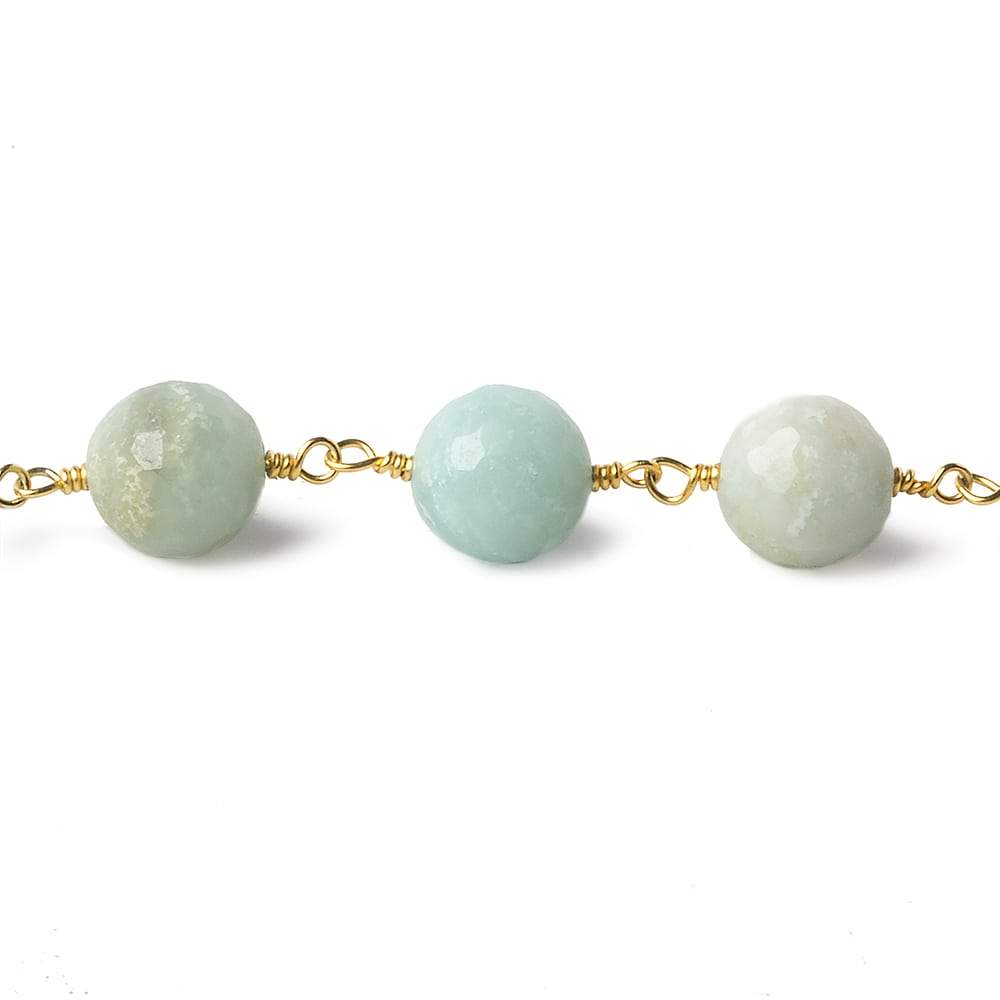8mm MultiColor Amazonite faceted round Gold Chain by the foot 21 beads - Beadsofcambay.com