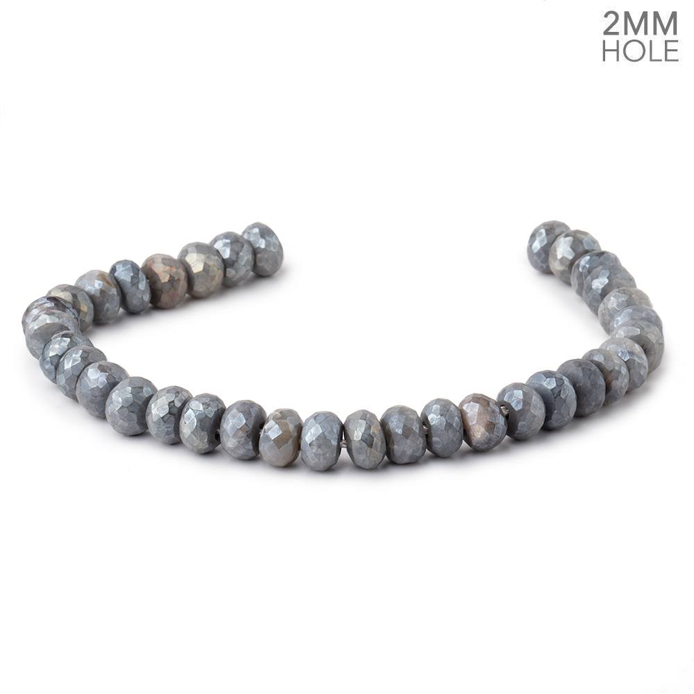 8mm Mystic Grey Moonstone 2mm Large Hole Faceted Rondelles 8 inch 35 Beads - Beadsofcambay.com