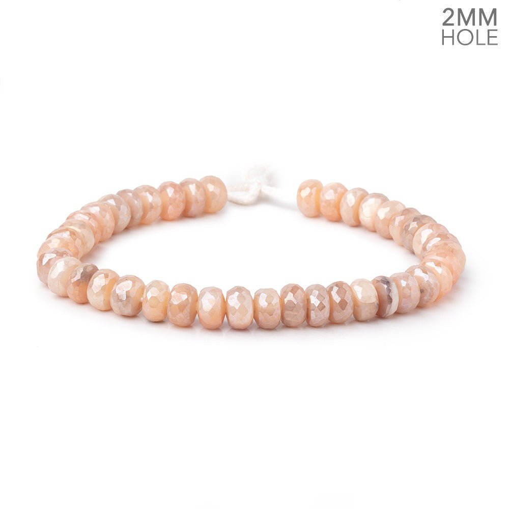 8mm Mystic Peach Moonstone 2mm Large Hole Faceted Rondelles 8 inch 40 Beads - Beadsofcambay.com