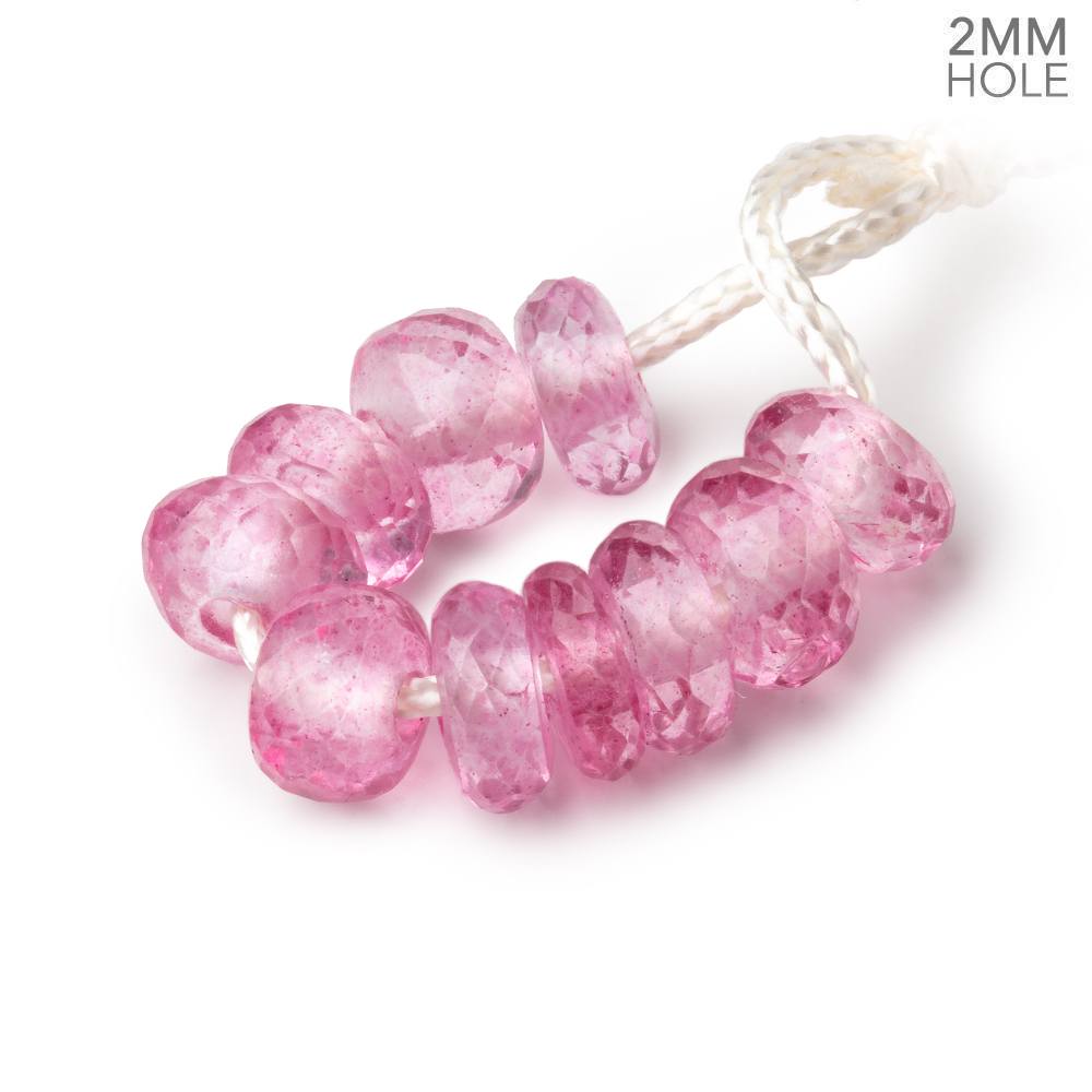 8mm Mystic Pink Topaz 2mm Large Hole Faceted Rondelle Bead Set of 10 - Beadsofcambay.com