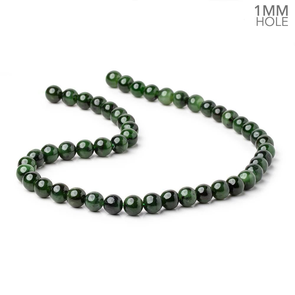 8mm Nephrite Jade Plain Round Beads 15 inch 48 pieces 1mm Hole - Beadsofcambay.com