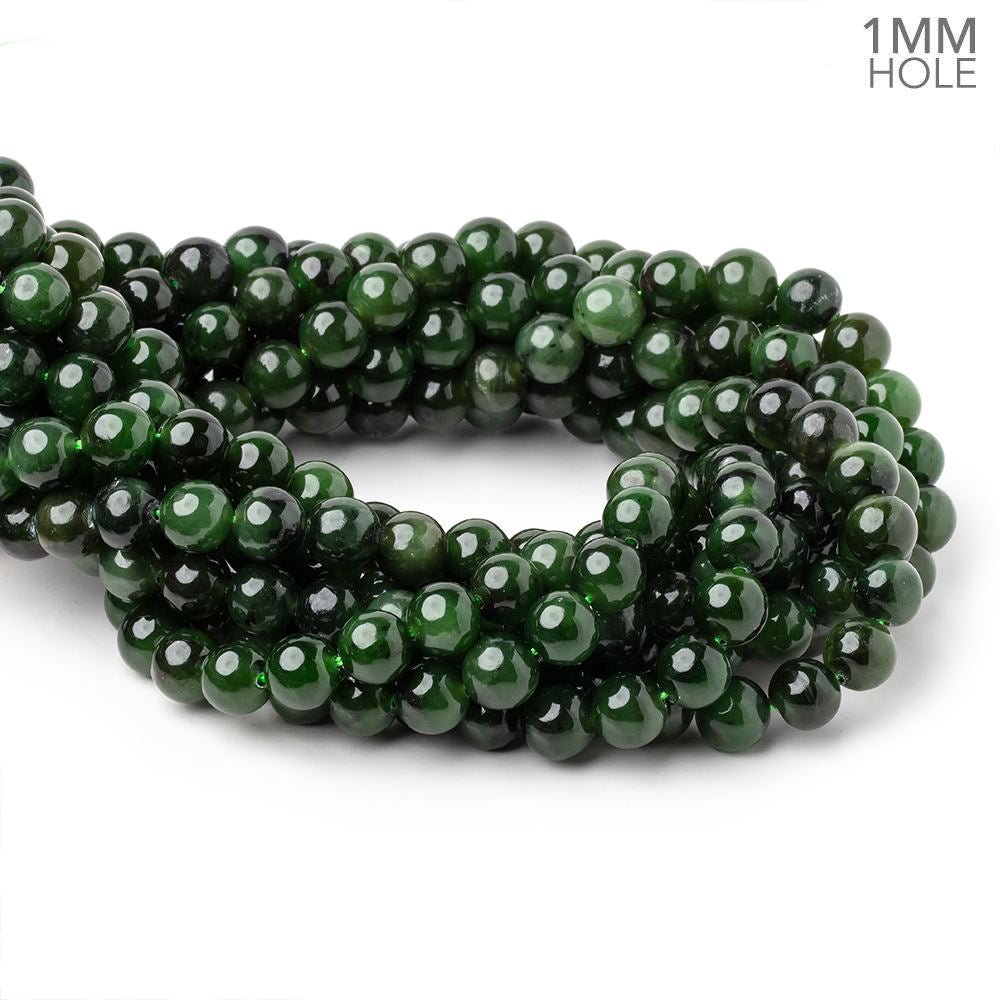 8mm Nephrite Jade Plain Round Beads 15 inch 48 pieces 1mm Hole - Beadsofcambay.com