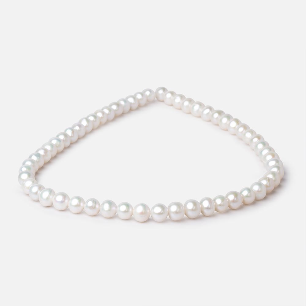 8mm Off White Off Round Freshwater Pearls 15.5 inch 53 Beads - Beadsofcambay.com