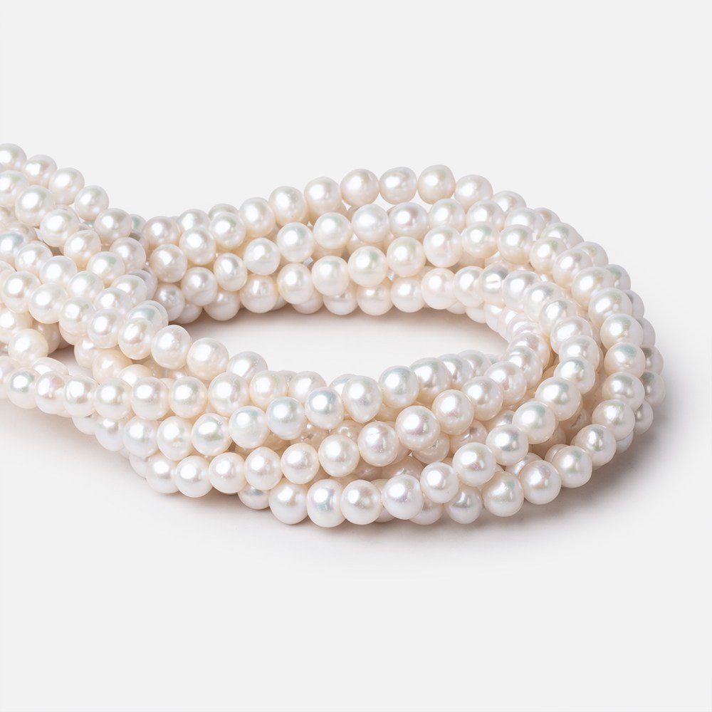 8mm Off White Off Round Freshwater Pearls 15.5 inch 53 Beads - Beadsofcambay.com
