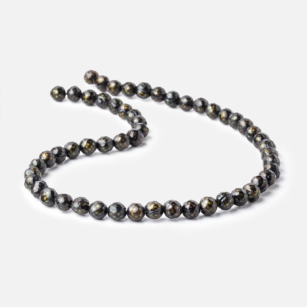 8mm Olive Green Faceted Off Round Freshwater Pearls 16 inch 50 pieces - Beadsofcambay.com