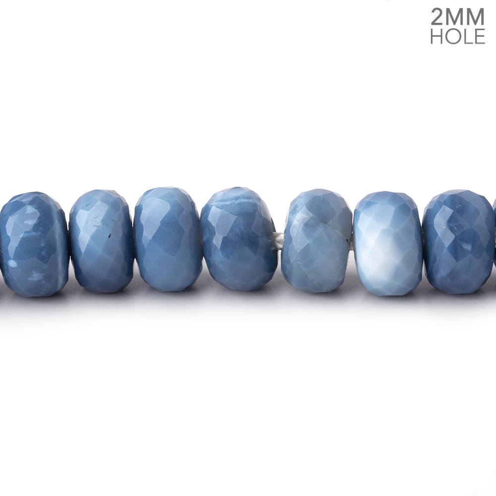 8mm Owyhee Denim Blue Opal 2mm Large Hole Faceted Rondelles 8 inch 40 Beads - Beadsofcambay.com