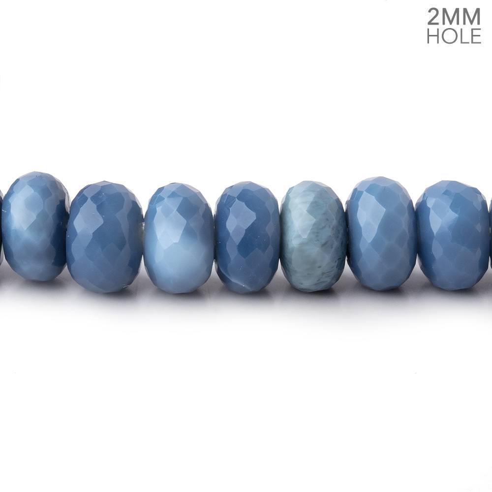 8mm Owyhee Denim Blue Opal 2mm Large Hole Faceted Rondelles 8 inch 39 beads - Beadsofcambay.com