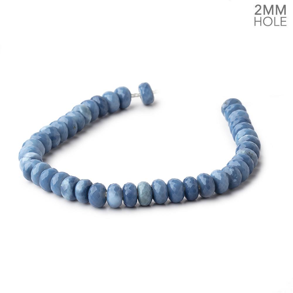 8mm Owyhee Denim Blue Opal 2mm Large Hole Faceted Rondelles 8 inch 39 beads - Beadsofcambay.com