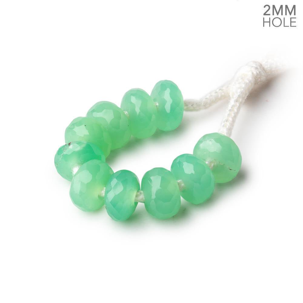 8mm Pale Chrysoprase 2mm Large Hole Faceted Rondelle Bead Set of 10 - Beadsofcambay.com