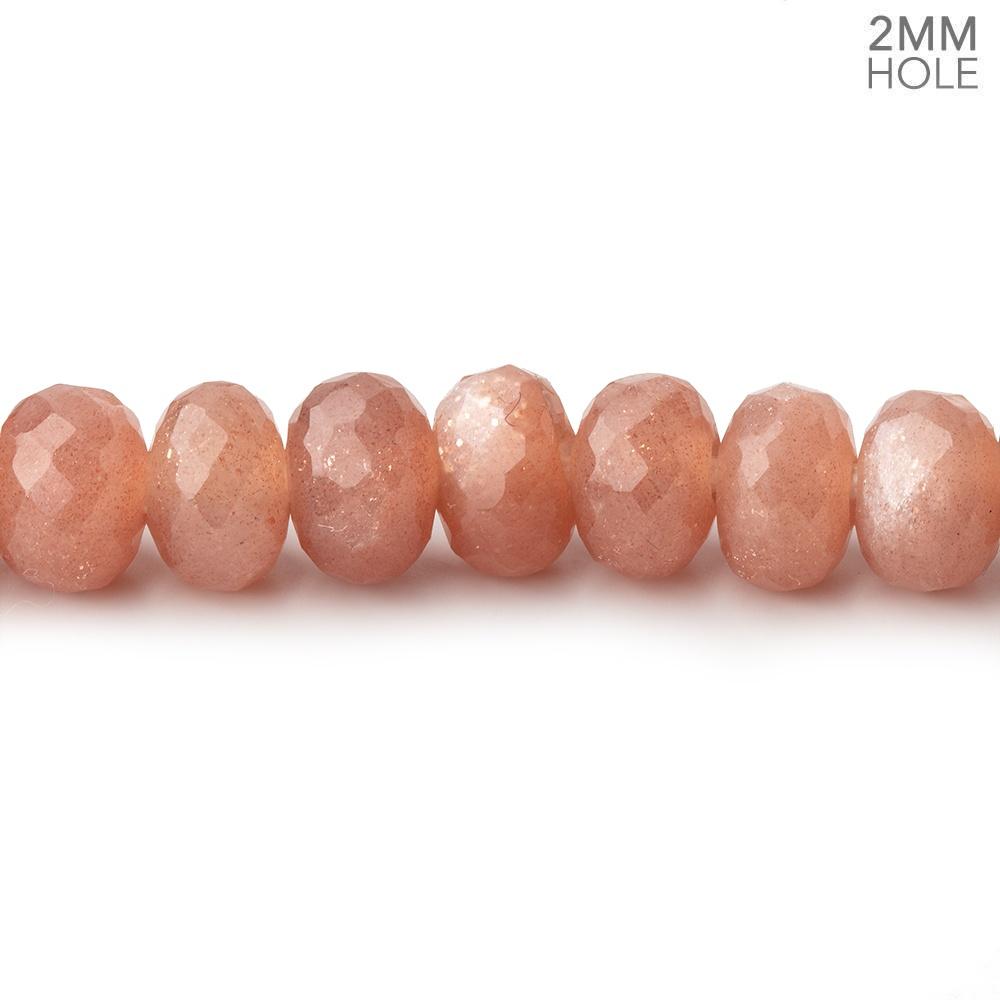 8mm Peach Moonstone 2mm Large Hole Faceted Rondelles 8 inch 36 Beads - Beadsofcambay.com