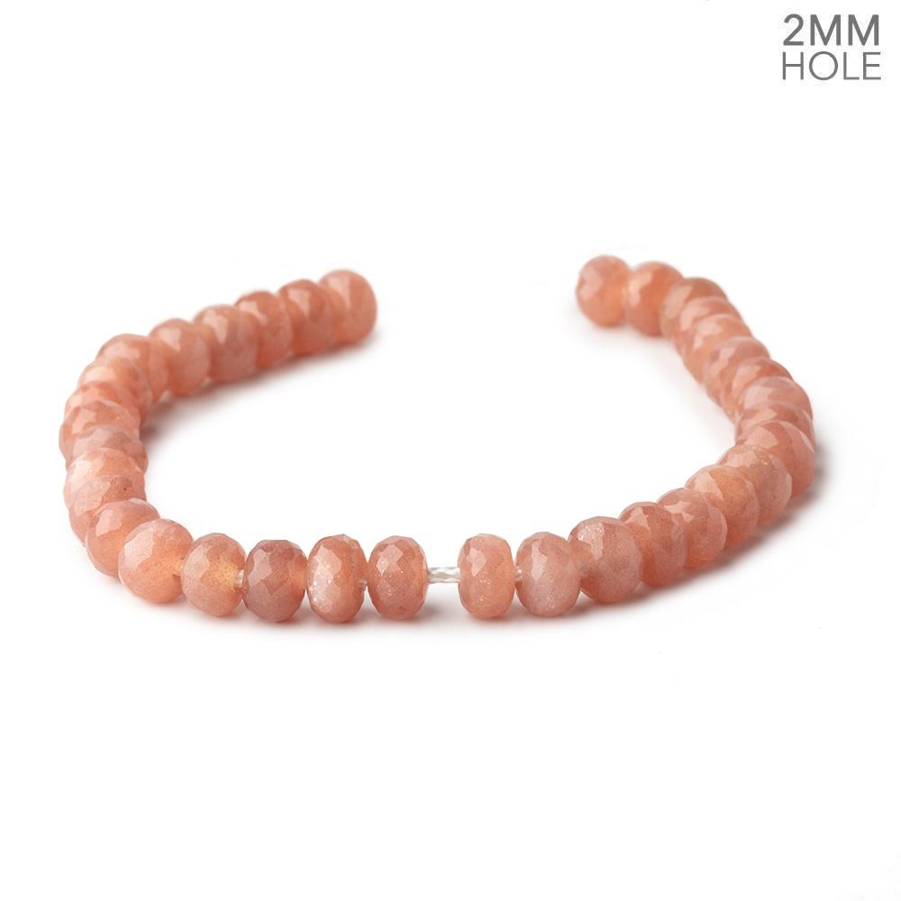 8mm Peach Moonstone 2mm Large Hole Faceted Rondelles 8 inch 36 Beads - Beadsofcambay.com