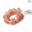 8mm Peach Moonstone 2mm Large Hole Plain Rondelle Set of 10 - Beadsofcambay.com