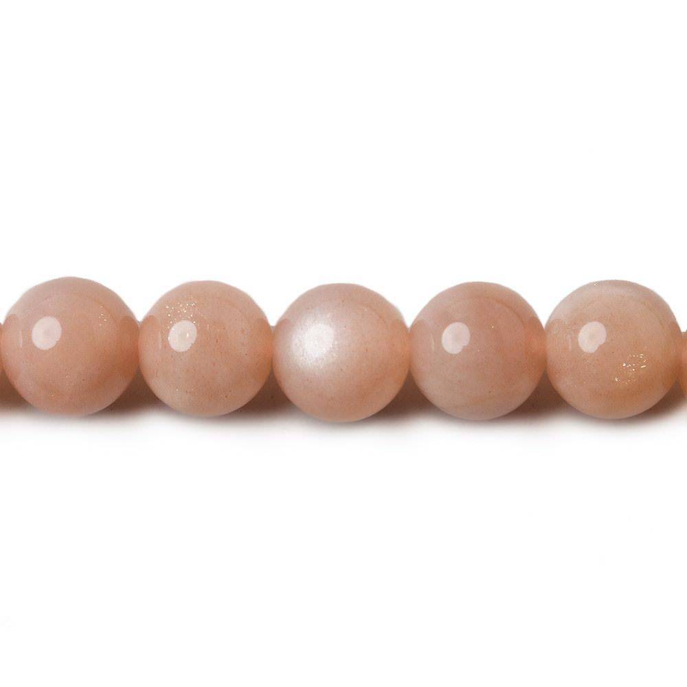 8mm Peach Moonstone plain round beads 15 inch 48 pieces A Grade - Beadsofcambay.com