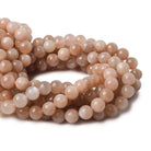 8mm Peach Moonstone plain round beads 15 inch 48 pieces A Grade - Beadsofcambay.com