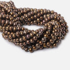8mm Pecan Brown Large Hole Off Round Pearl 2.5mm drill hole, 15 inch, 64 pieces - Beadsofcambay.com