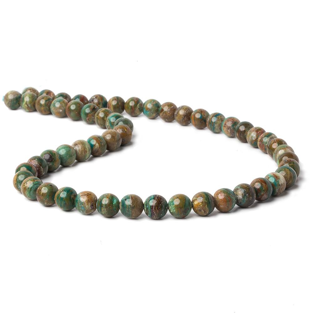 8mm Peruvian Blue Dendritic Opal Unfaceted Rounds 16 inch 52 pieces A - Beadsofcambay.com