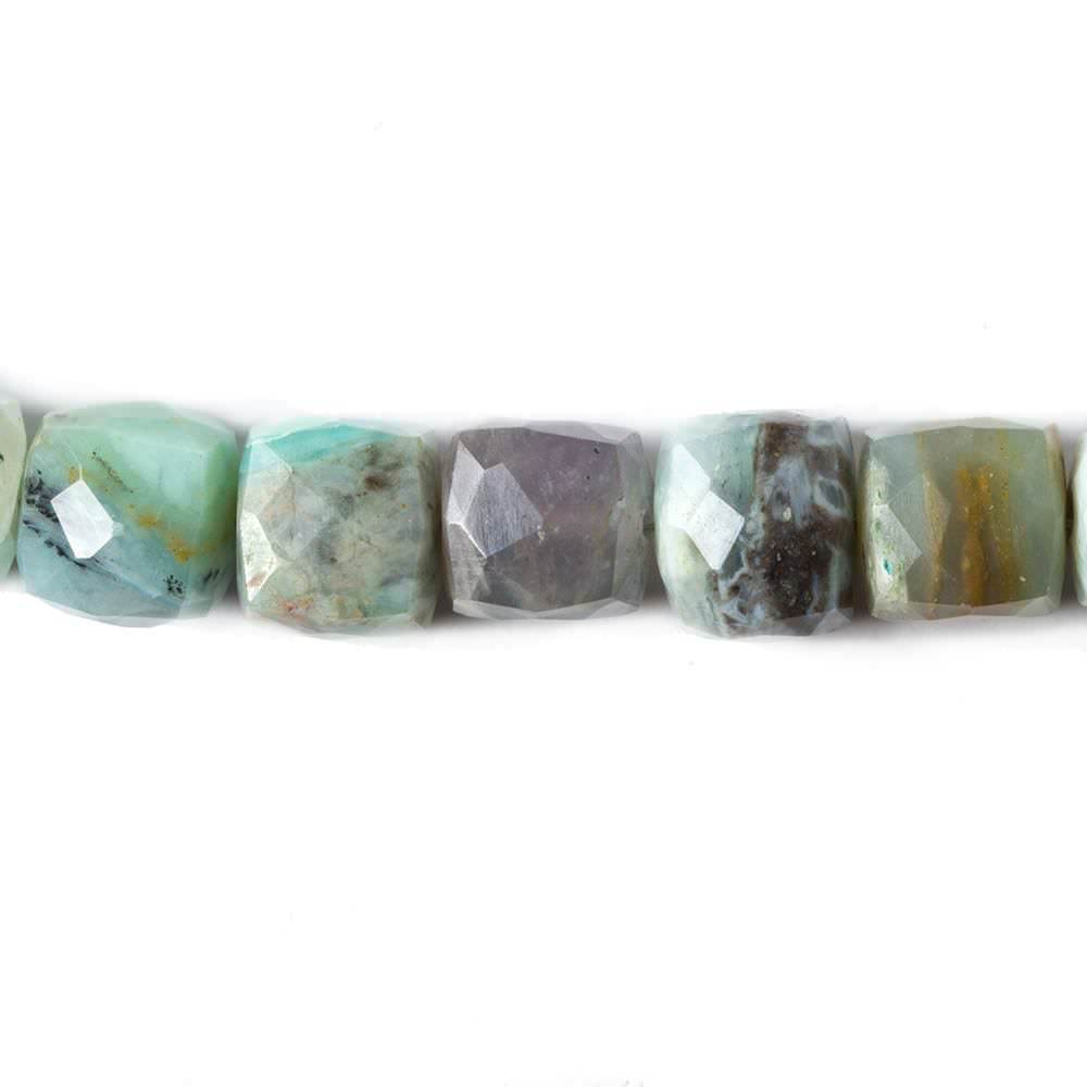 8mm Peruvian Blue Opal faceted cube beads 8 inch 25 pieces - Beadsofcambay.com