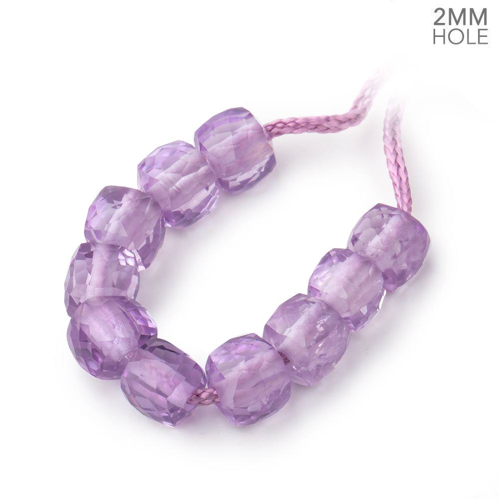 8mm Pink Amethyst 2mm Large Hole Faceted Cube Beads Set of 10 - Beadsofcambay.com